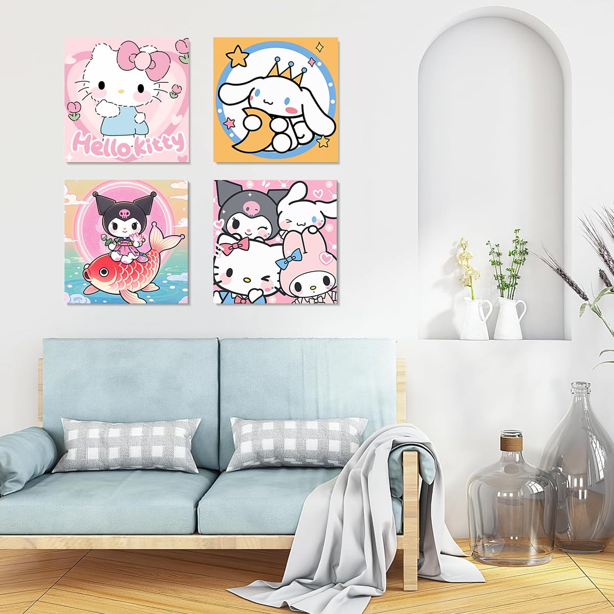 HASTHIP Paint by Numbers Kit for Wall Art with 7.8x7.8 in Canvases and Frame | DIY Gift