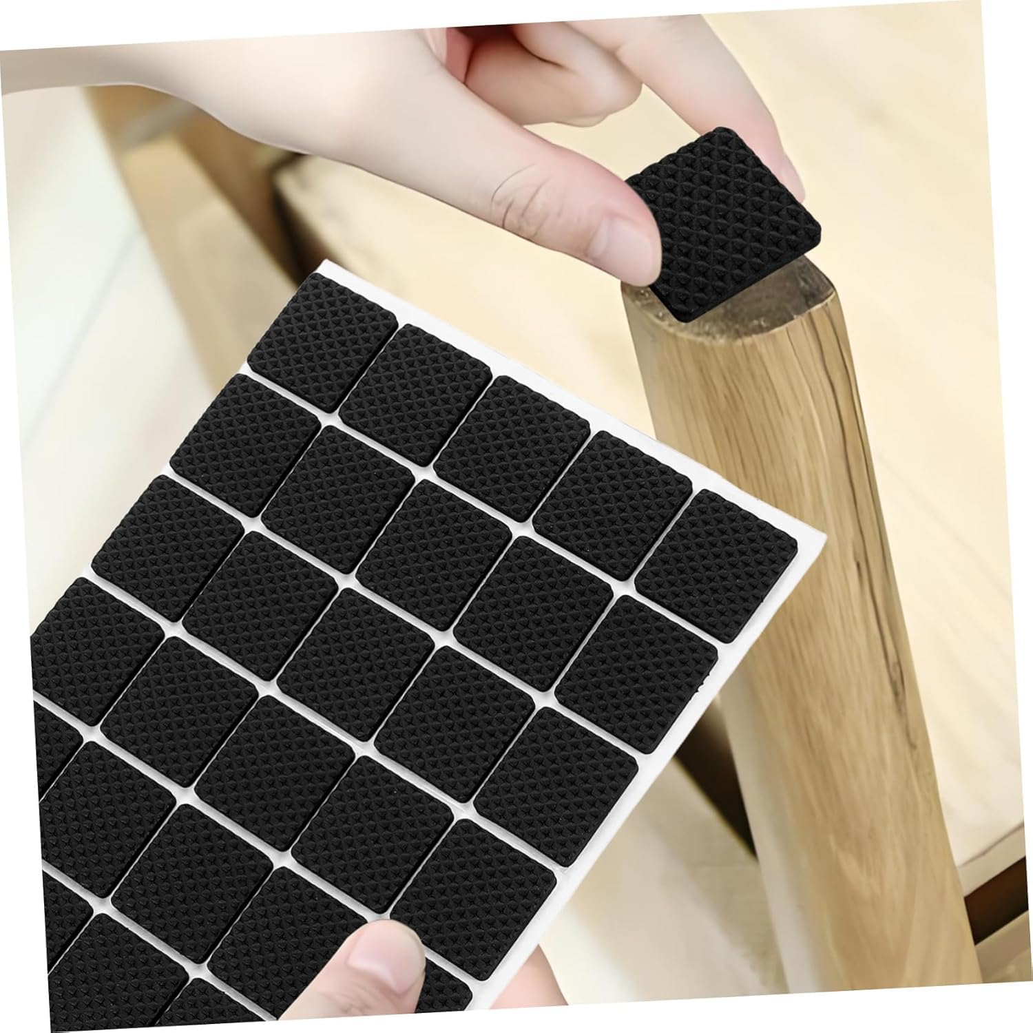 ZIBUYU Chair Leg Floor Protectors for Furniture | 30 pcs Self Adhesive Non Slip Black Pads