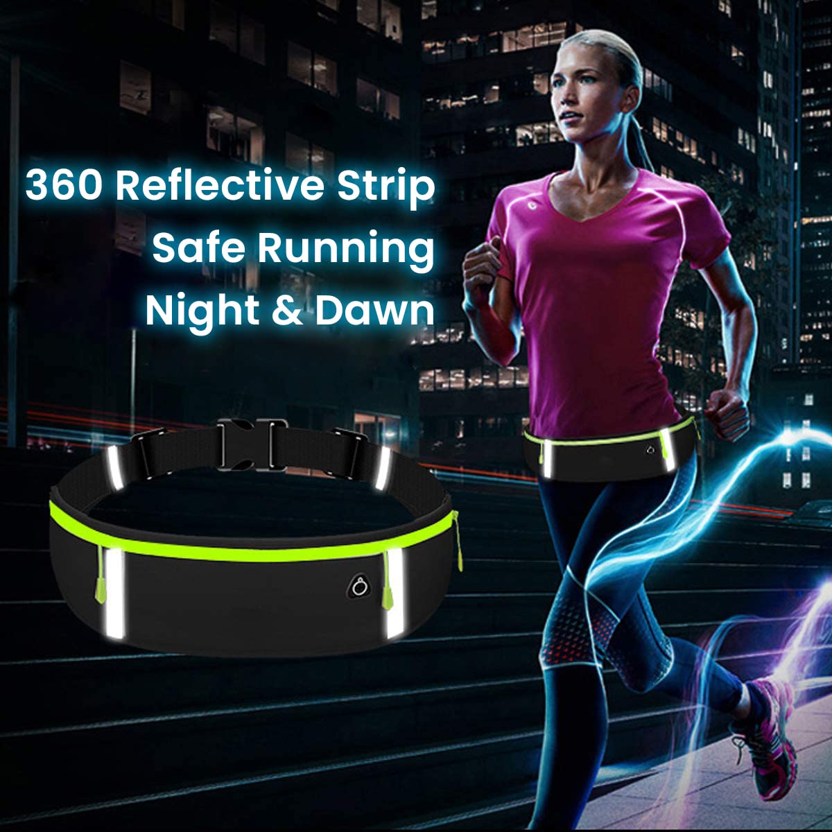 Optifit Running Belt Bag for Outdoor Workout with Cup Holder and Cable Hole | Fits 31–53 in Waist