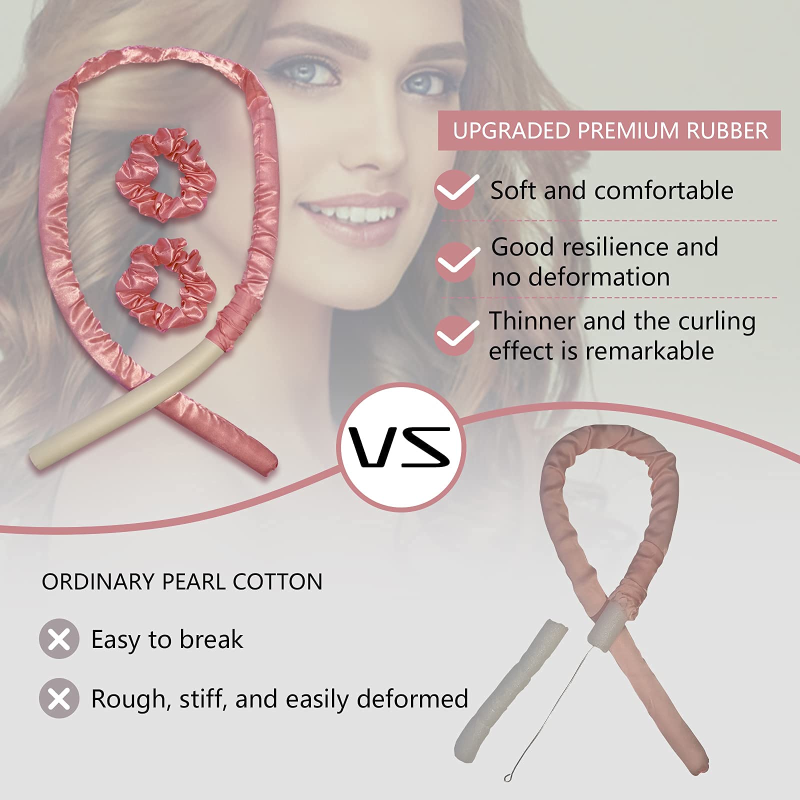 HASTHIP Hair Curlers for Women Long Hair with Soft Cotton Headband | Heatless Sleep Styling Tool