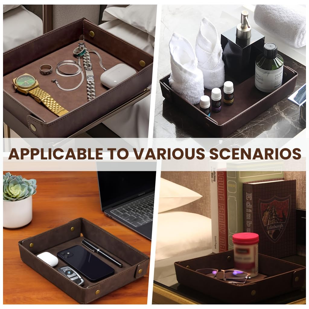 ZORBES PU Desk Organizer Box for Keys and Jewelry featuring Shallow Open Design 26x19x4.5cm