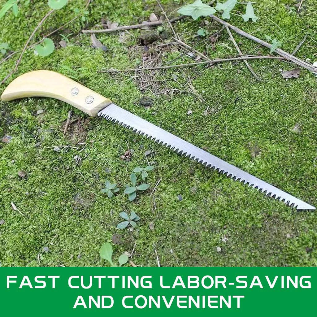 HASTHIP Gardening Hand Saw for Woodworking with 13.9 in Steel Blade and Triple Razor Teeth | Ergonomic Wooden Handle