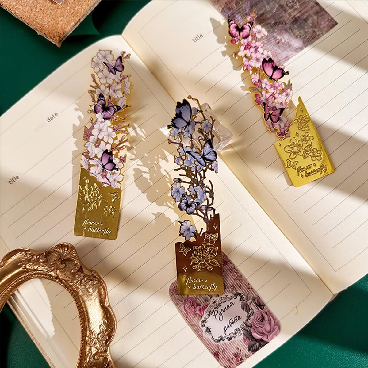 OFIFO Butterfly Metal Bookmark Set of 4 for Books with Cutout Embossed Design | 1x4 in