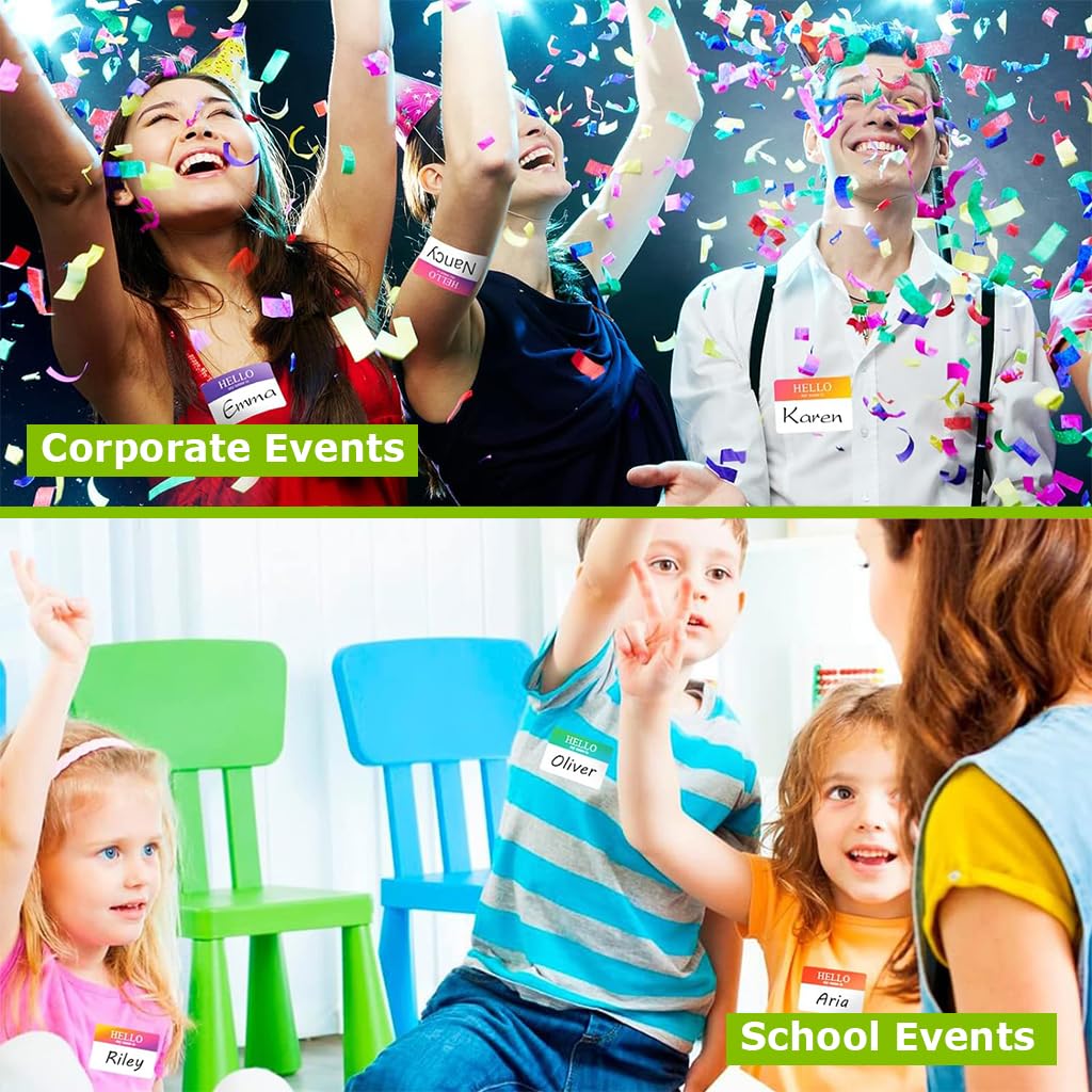 HASTHIP Name Label Stickers for Parties and Office with 180 pcs 3x2 in Smudge‑Free Paper | Rainbow Colors