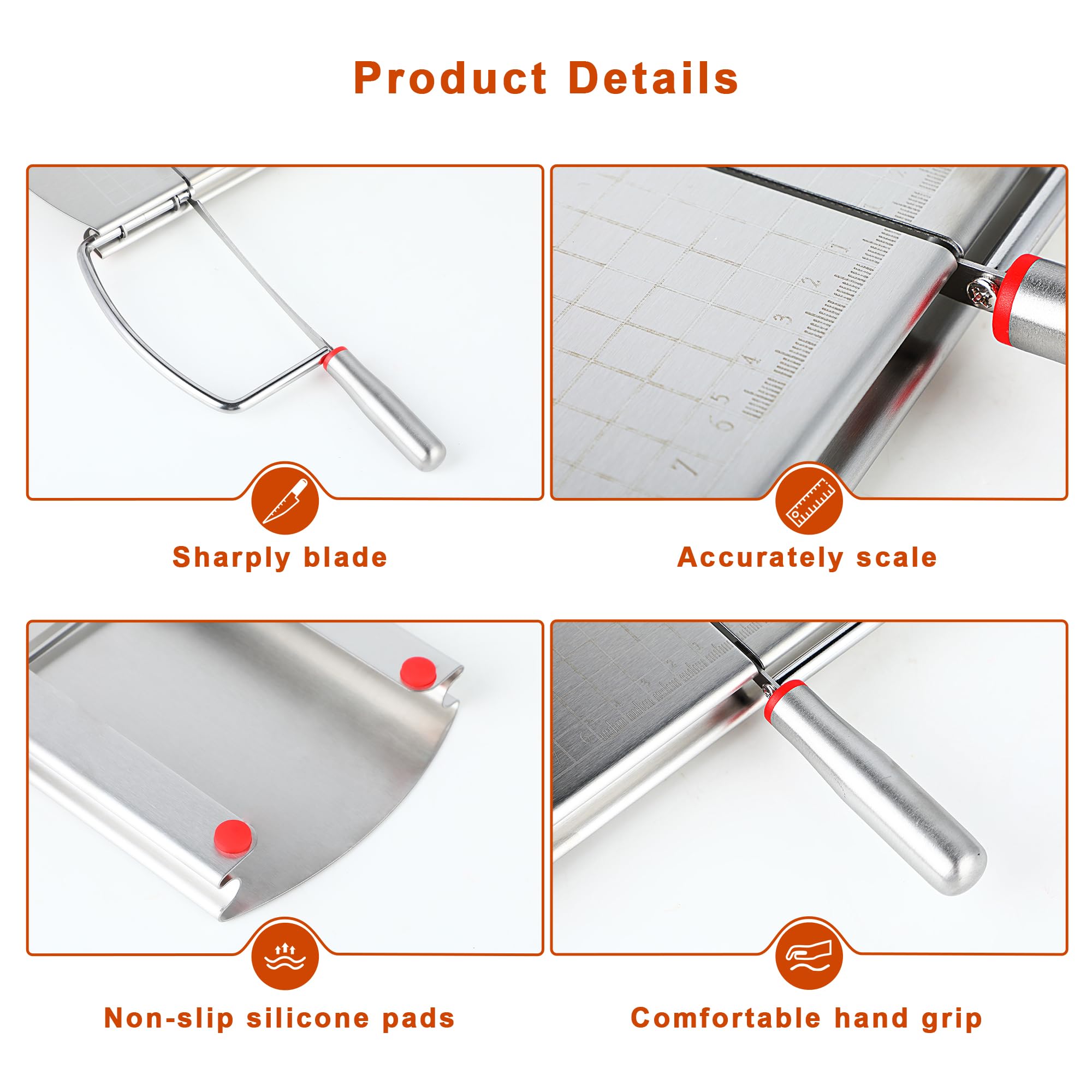 Supvox Cheese Slicer for Butter and Sausages featuring Grid Pattern Board with Stainless Steel Build