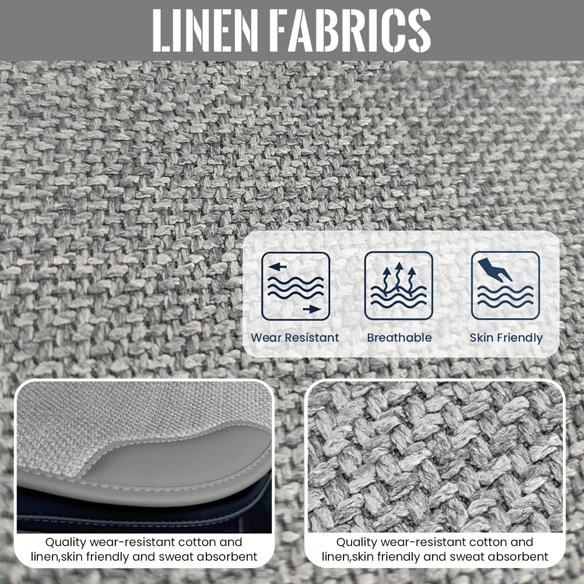 STHIRA Seat Cover for Car featuring 50×50 cm Linen Fabric and Non Slip Design | 3 PCS Set