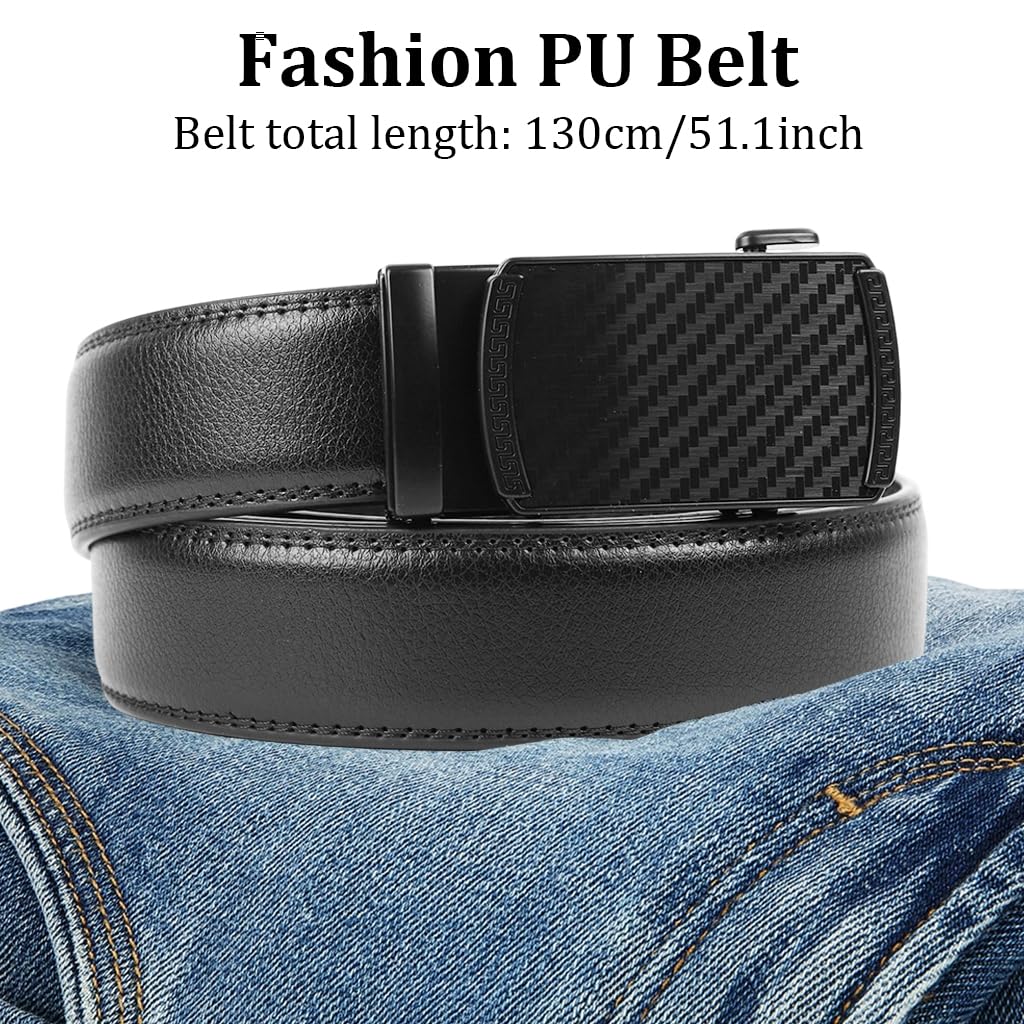GUSTAVE Leather Belt for Men with Adjustable Metal Buckle 130cm Black | Gift Box Set