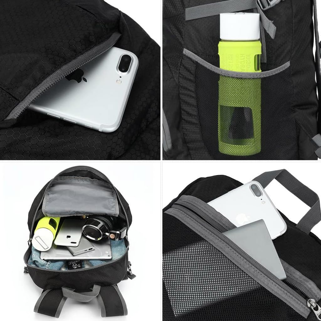 GUSTAVE Outdoor Backpack for Hiking with 30L Capacity and Foldable Waterproof Design | Black