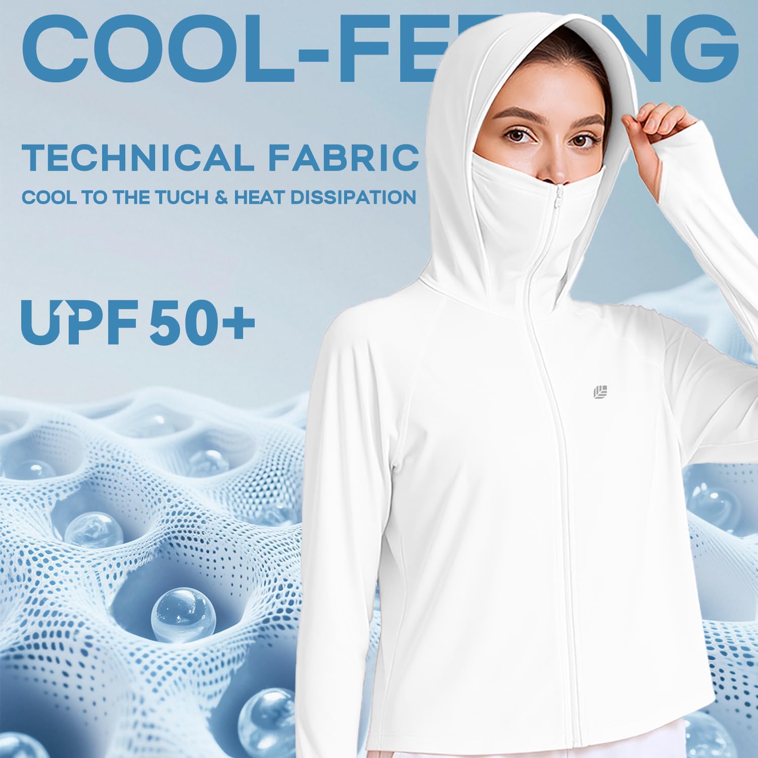 Venzina Women’s UPF 50+ Lightweight Athletic Jacket with Cooling Fabric and Ponytail Hood | UV Sun Protection for Hiking