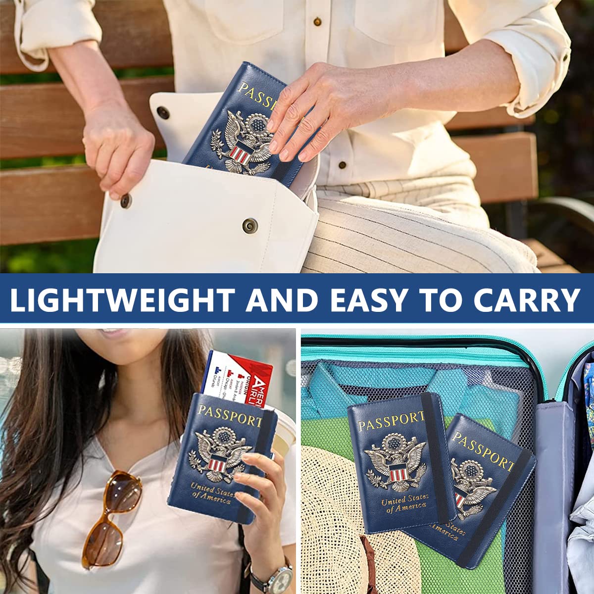 GUSTAVE Passport Holder for Travel with RFID Protection and Bifold Design | 14.2×10.5×1cm PU Leather Wallet