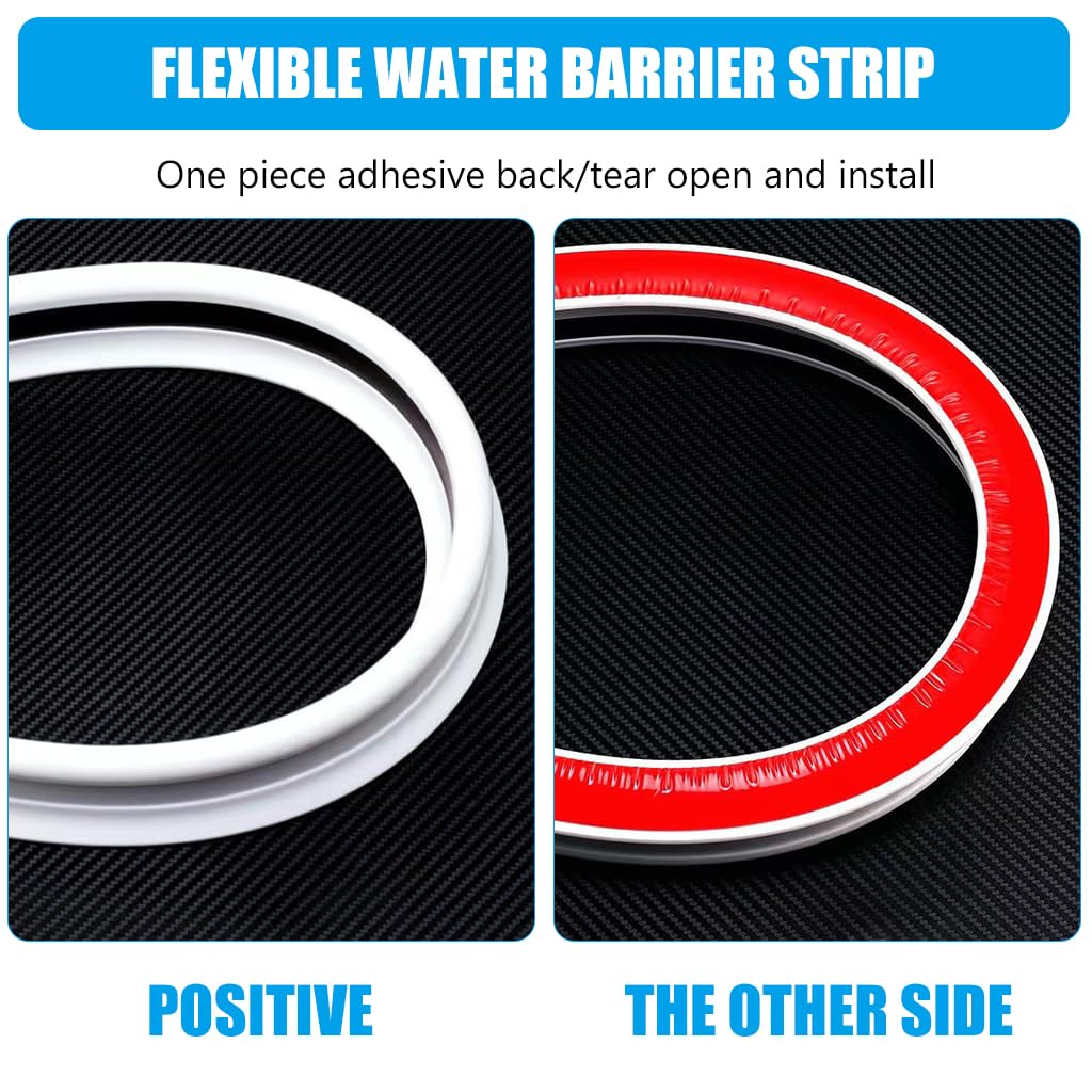 HASTHIP® 3.3ft Shower Threshold Water Dam Flexible Shower Water Guard Self Adhesive TPE Shower Water Dam Splash Guard for Kitchen Countertop Sink, Cooktop, Bathroom Tub, with 1Pc Waterproof Glue