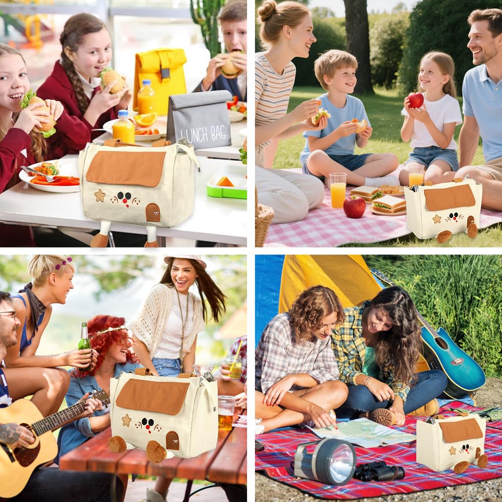 HASTHIP Lunch Bag for Kids with 9.5L Capacity and Reinforced Handles | Waterproof Brown Tote