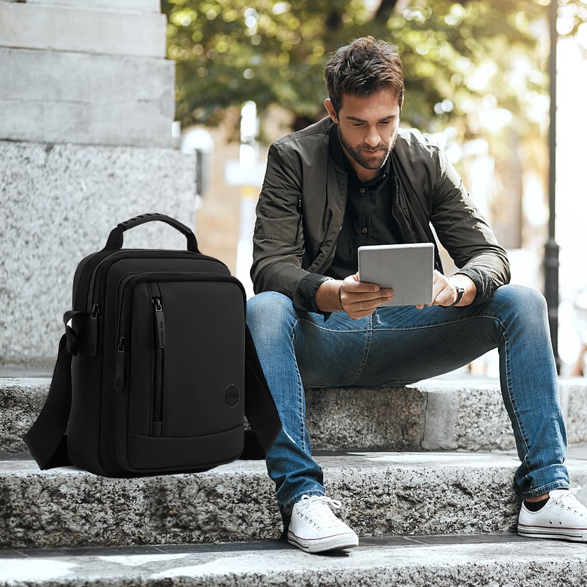 Venzina Sling Bag for Men featuring 20×10×25 cm storage and adjustable strap | Black Nylon