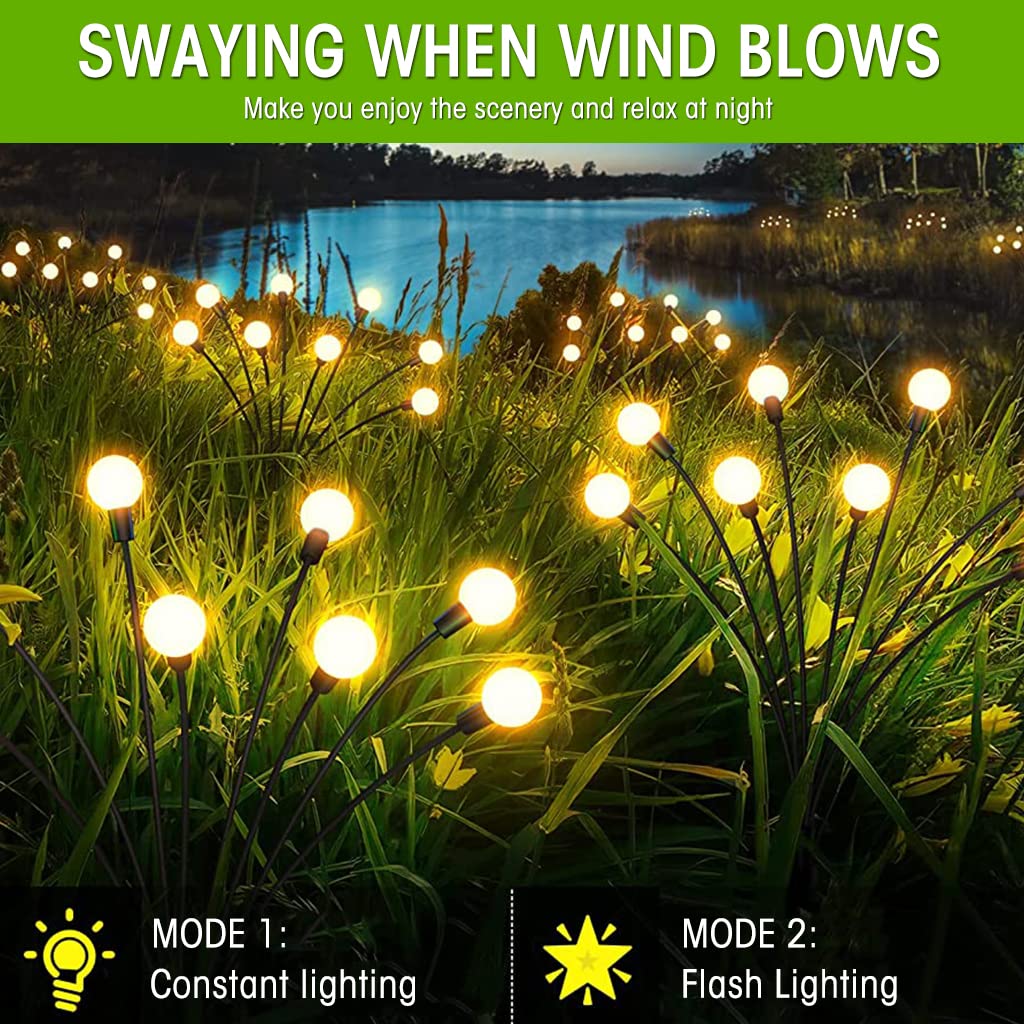 ELEPHANTBOAT Solar Garden Lights for Outdoor Decoration with 8 LEDs & IP65 Waterproof | 2 Pack