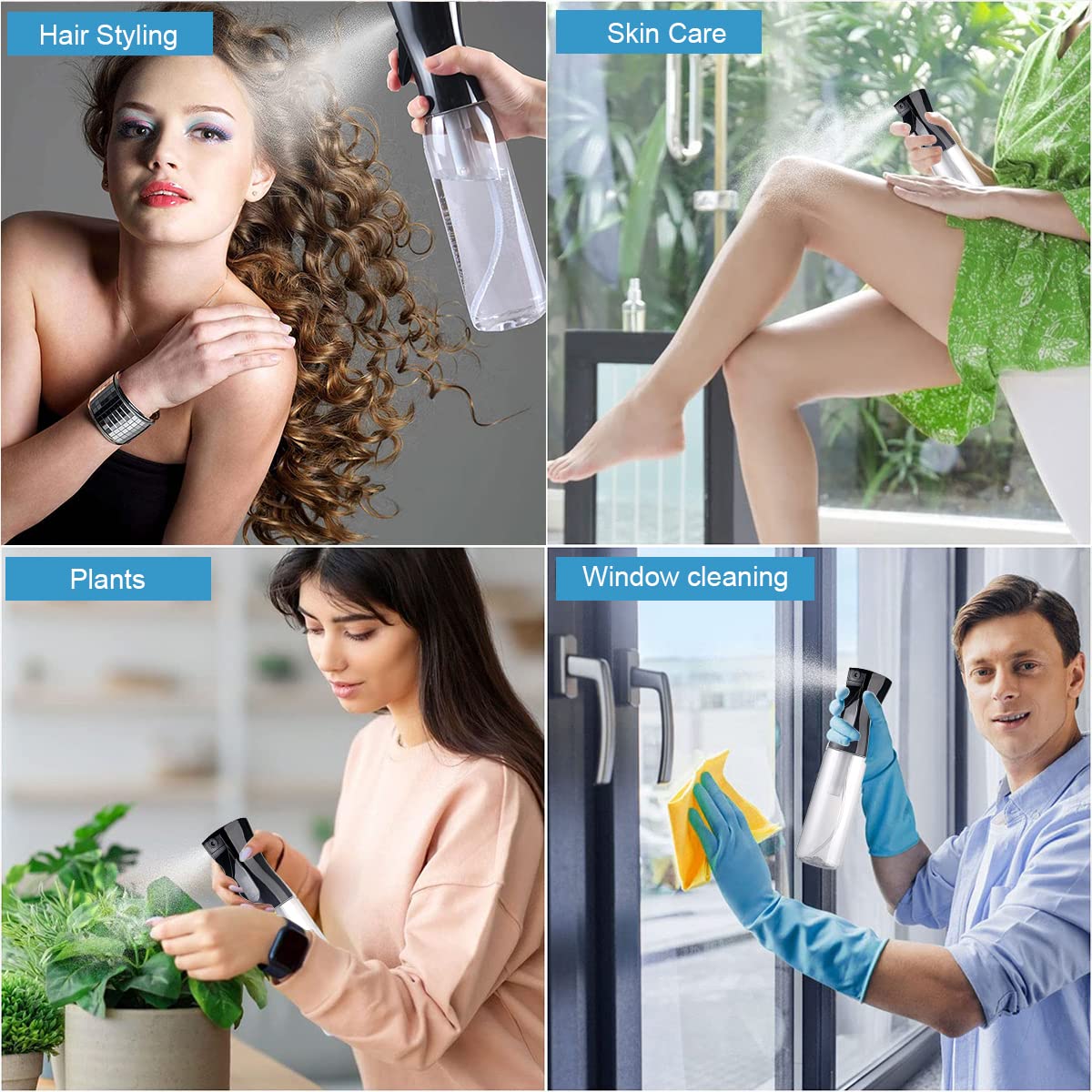 MAYCREATE Spray Bottle for Hair and Skincare with 500ml Capacity featuring Pressurized Nozzle | Clear PET Design