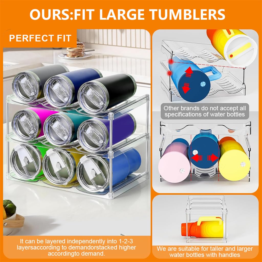 Supvox Tumbler Cup Holder Organizer Rack for Countertop featuring Three Tier Design | Holds up to 9 Cups and Fits Stanley 20–40oz