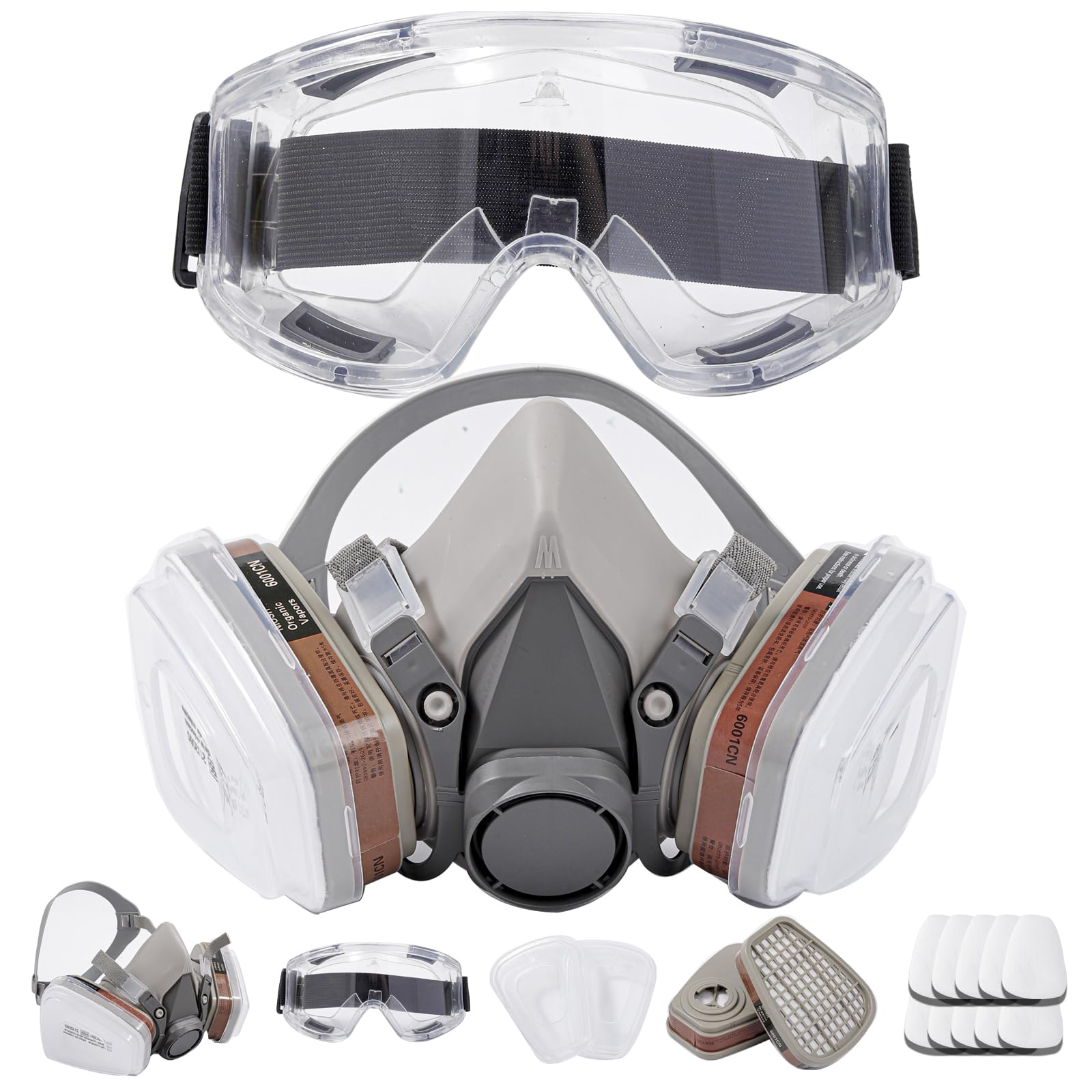 HASTHIP® Reusable Half Face Respirаtor, Gas Cover Organic Vapor Mask and Dust-proof Face Cover, Protection for Painting, Mechanical Polishing, Welding, Logging and Other Work