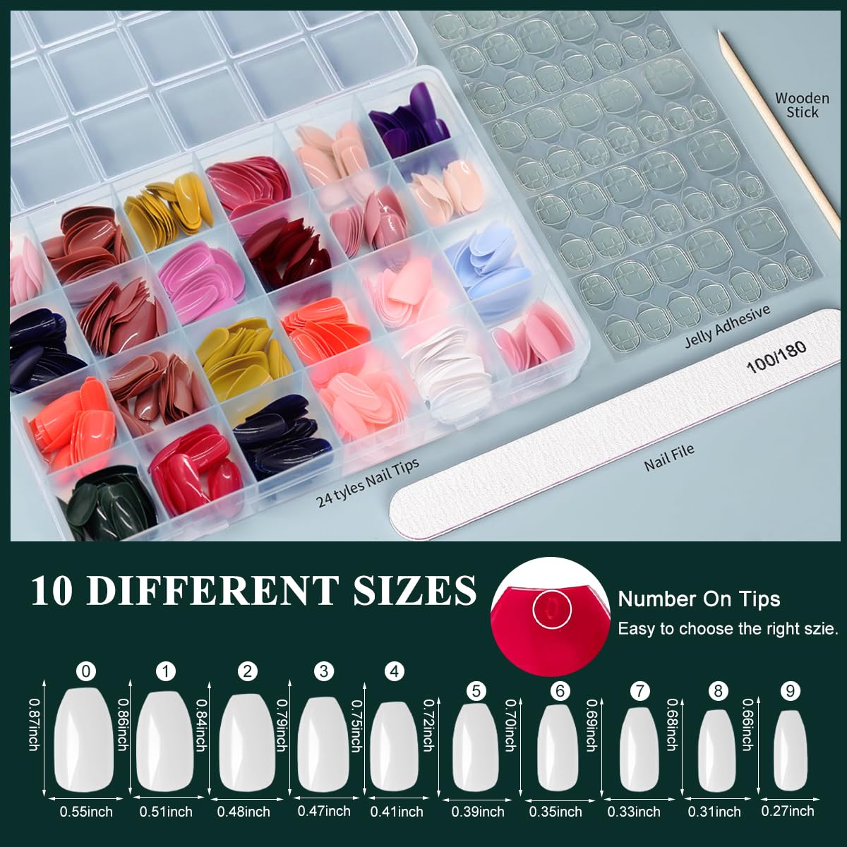 MAYCREATE Press On Nails Kit for DIY Nail Art with 576 pcs Ballerina Nails | ABS Material