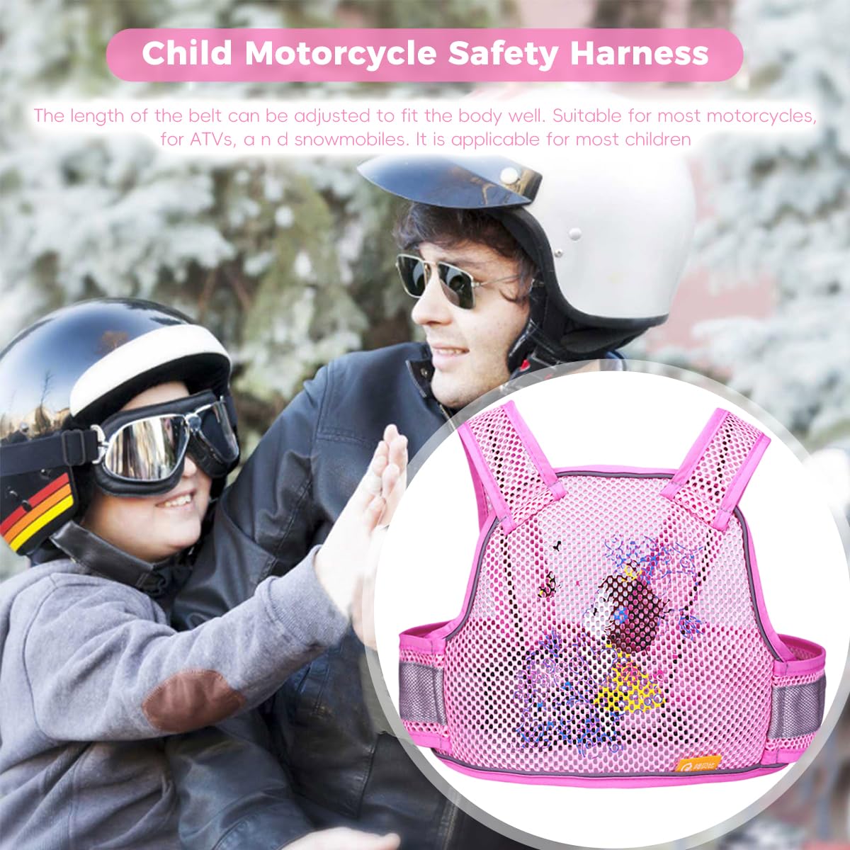 SNOWIE SOFT Kids Safety Belt for Two Wheeler with Four Strap Harness and Breathable Mesh | Adjustable Child Seat Belt for Ages 3–10