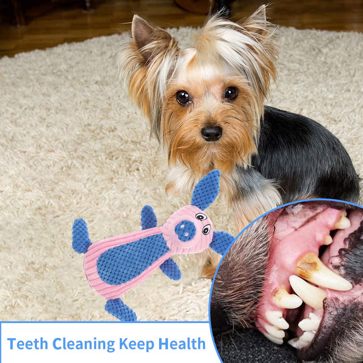 Qpets Dog Toys for Small and Medium Dogs with Squeaky Sound and Soft Plush Piggy Design | Chew Play and Teeth Cleaning