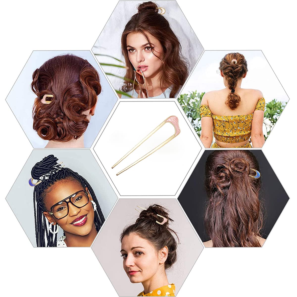 MAYCREATE Hair Pins for Women with 10.5cm U Shaped Metal Sticks featuring Gold Alloy | Elegant Bun Accessories Set of 4