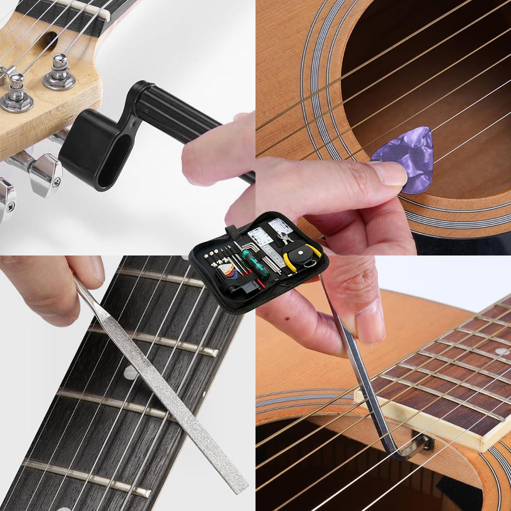 HASTHIP Guitar Repair and Maintenance Tool Kit for DIY Setup with 23 Tools | Ruler and Zipper Case