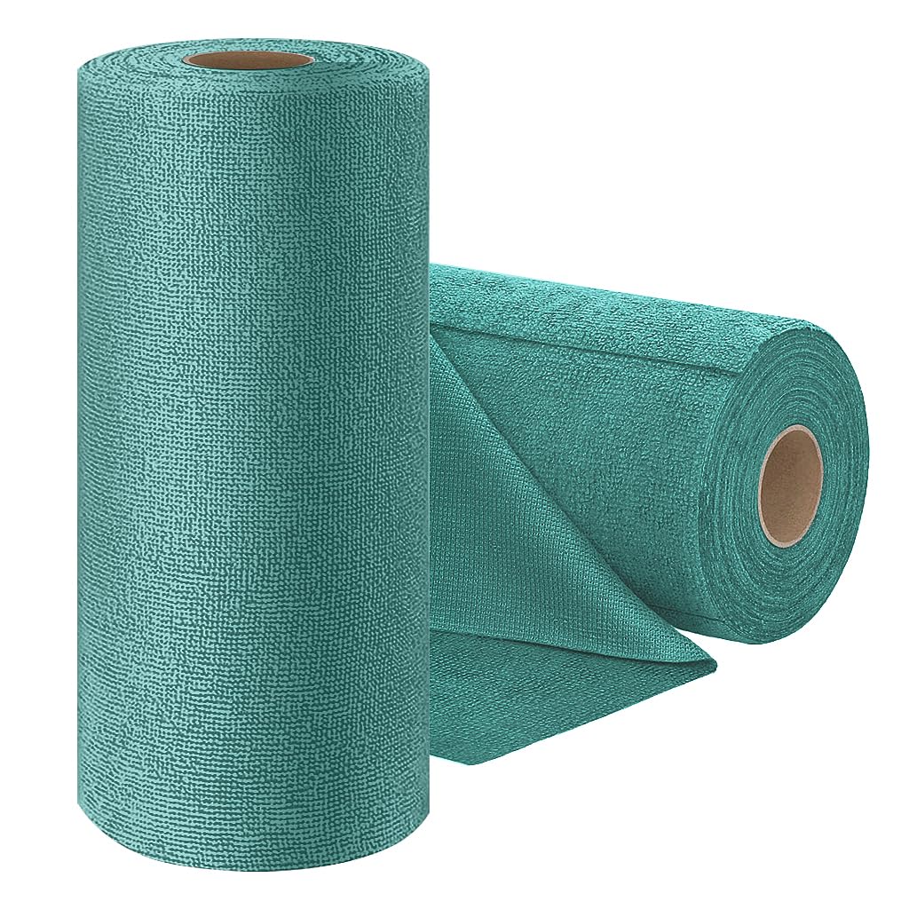 HASTHIP Microfiber Cleaning Cloth for Kitchen with Pre Cut Tear Away Design 15 Count 25x60cm Green