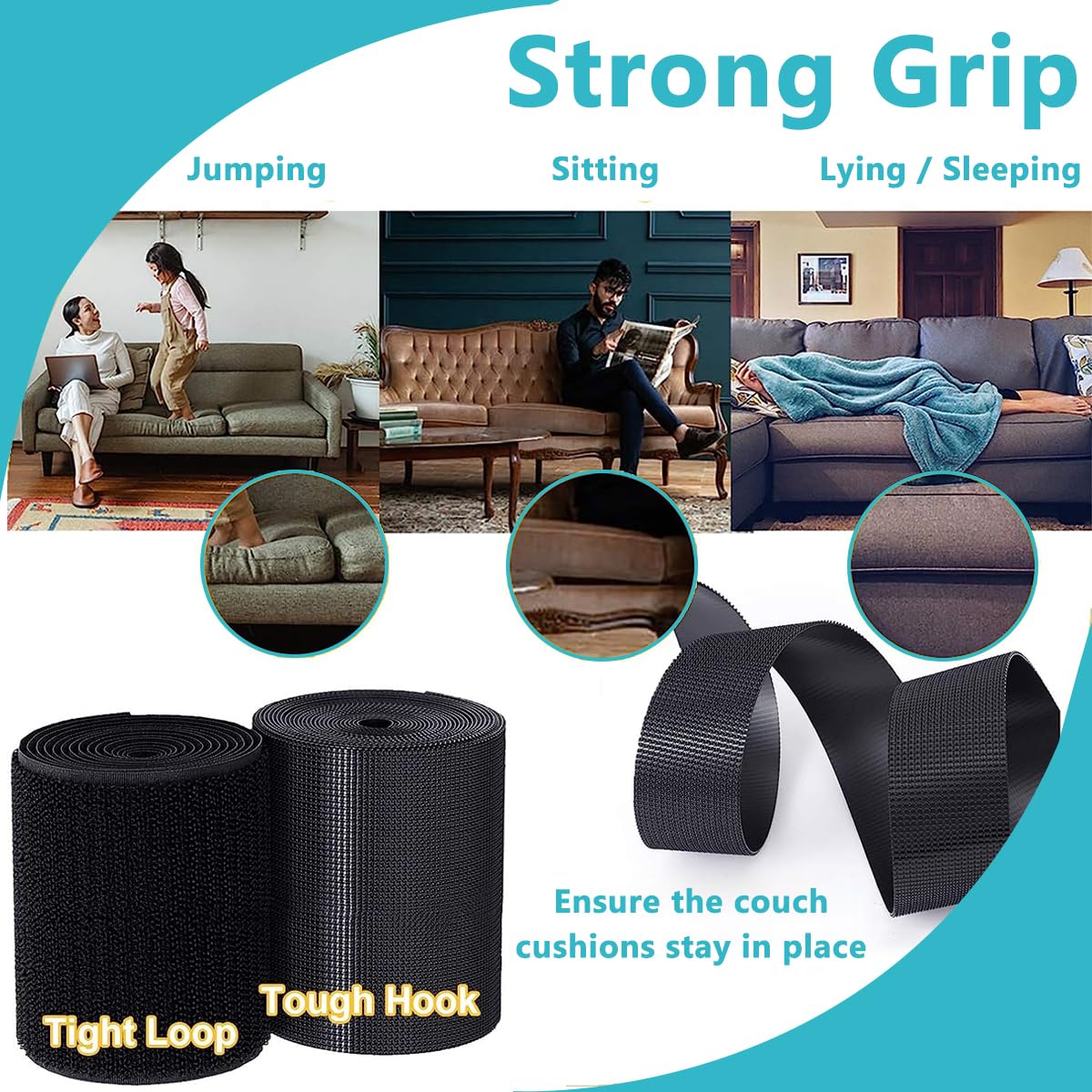 HASTHIP Self Adhesive Hook and Loop Tape for DIY and Household Use with Strong Grip | 3.9 in x 16.4 ft Roll
