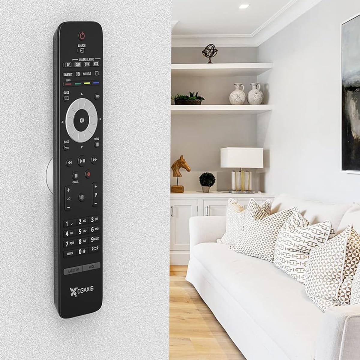 Verilux Magnetic Remote Control Holder for Wall Organization with Dual Lock Design | 4Pcs Self Adhesive ABS Mount