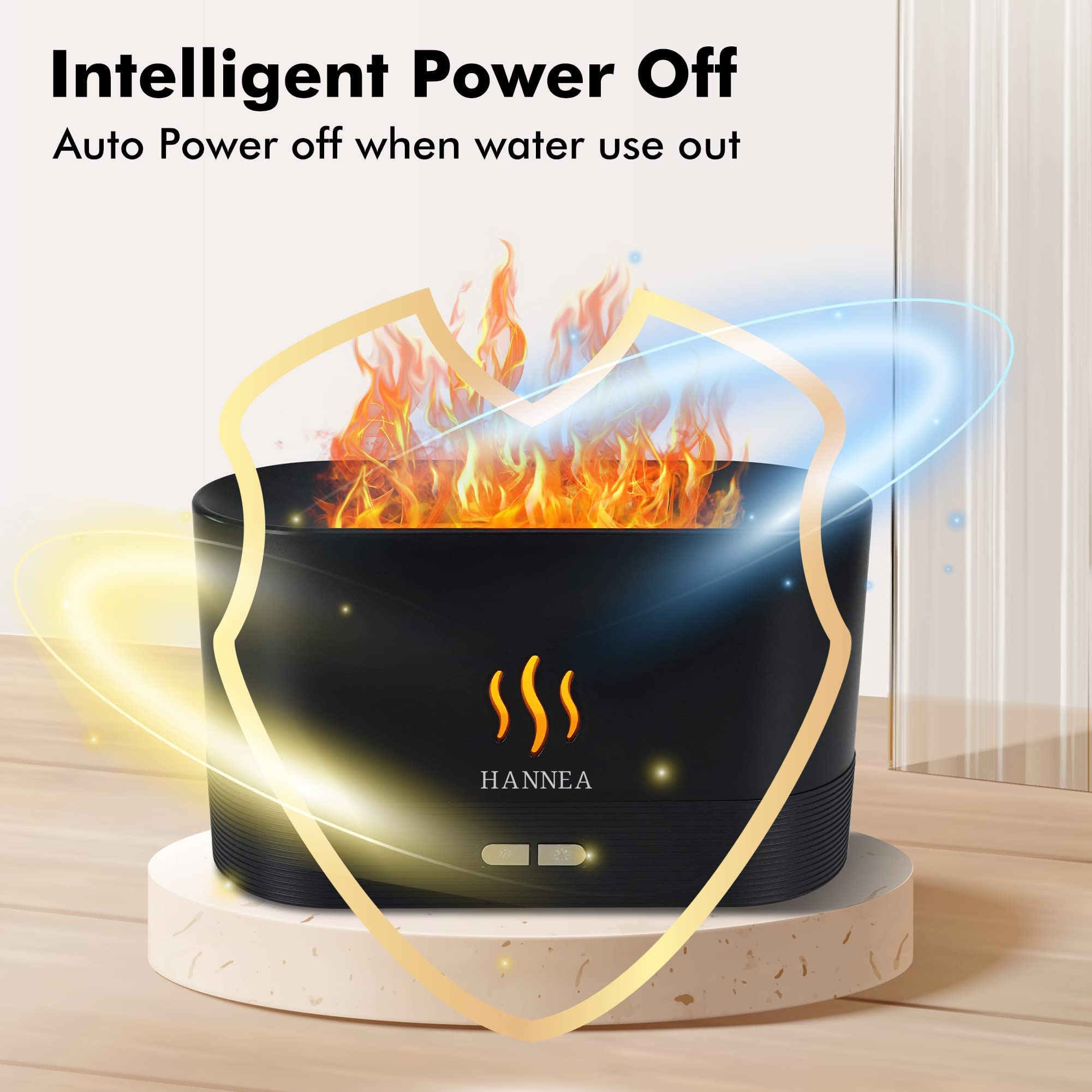 LED Oil Diffuser for Bedroom with Ultrasonic Mist and 180ml Auto Shut Off | Black Aroma Humidifier