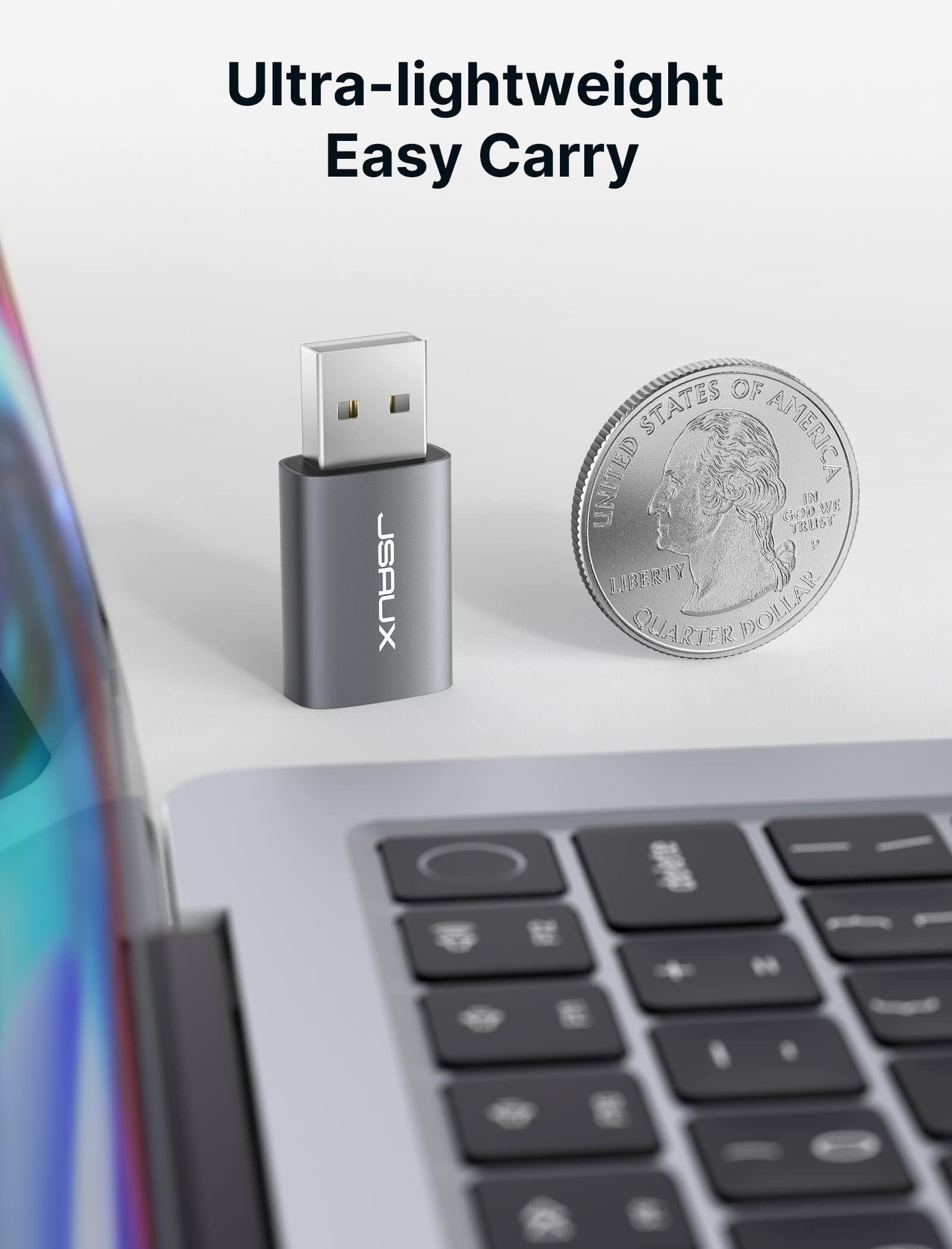 JSAUX USB Sound Card for PC and Laptop with Advanced Audio Chip | 2 Pack Plug and Play Adapter