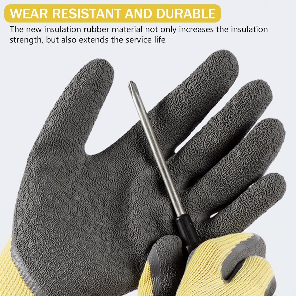 Serplex® Electrical Insulated Gloves Combo, Full Palm Rubberized, 400V & 1000V High Voltage Resistant, Non-Slip, Safe Electrician Work Gloves for Men & Women, Multipurpose DIY Safety Set