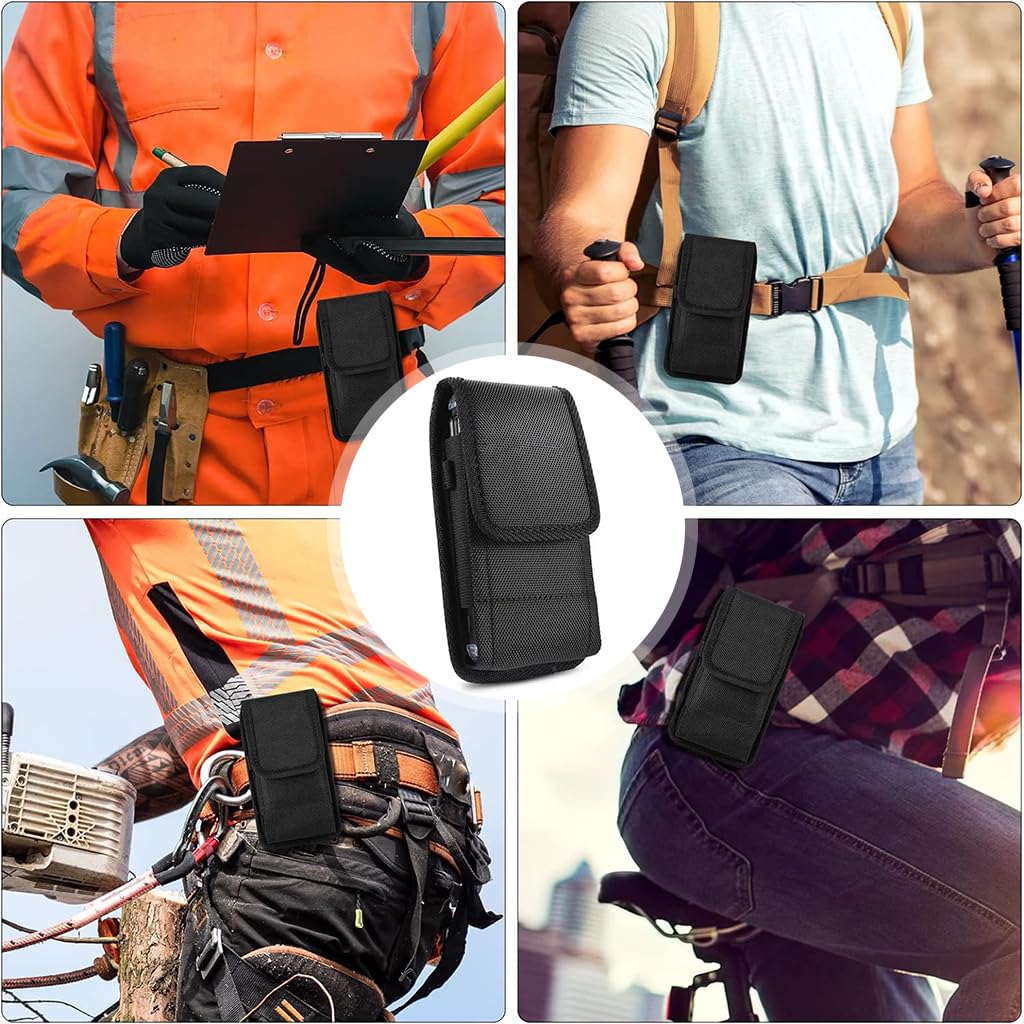 GUSTAVE Mobile Pouch for Men with Belt Clip and Carabiner featuring Hook and Loop Closure | Fits 4.0–7.0 in Phones and Rugged Nylon Design