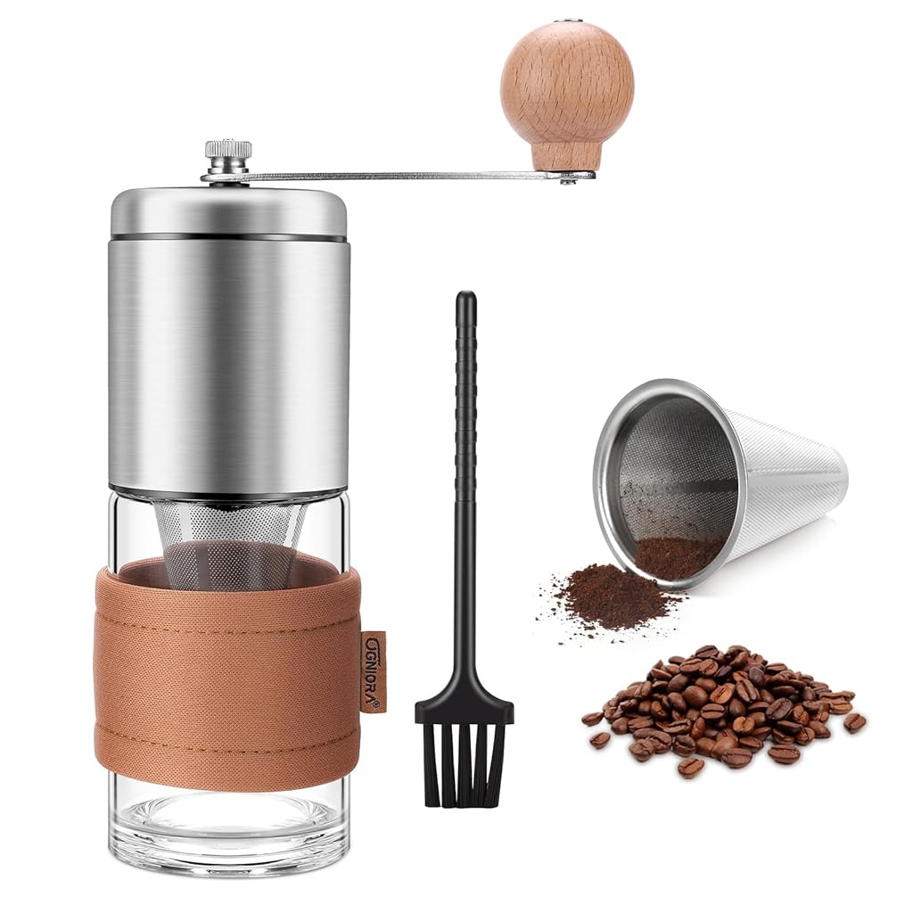 Supvox Manual Coffee Bean Grinder Stainless Steel Hand Coffee Grinder Hand Crank Coffee Mill Adjustable Grind Settings Detachable Easy to Clean Portable Coffee Grinder 15g Coffee Bean Capacity