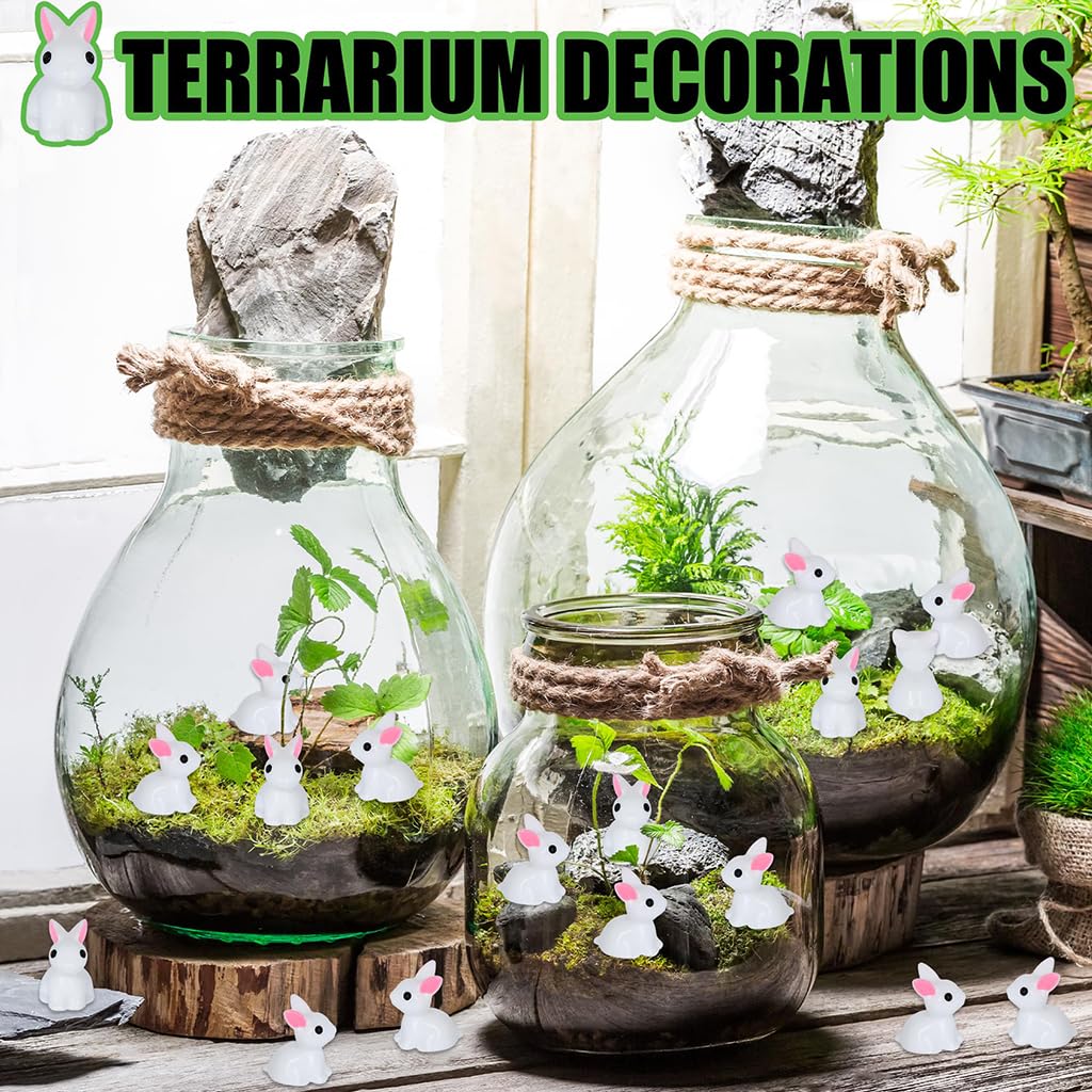 Zibuyu Rabbit Miniature Figurines for Garden and Dollhouse Decoration with Secure Pins | 20-Pack Hand-Painted Resin