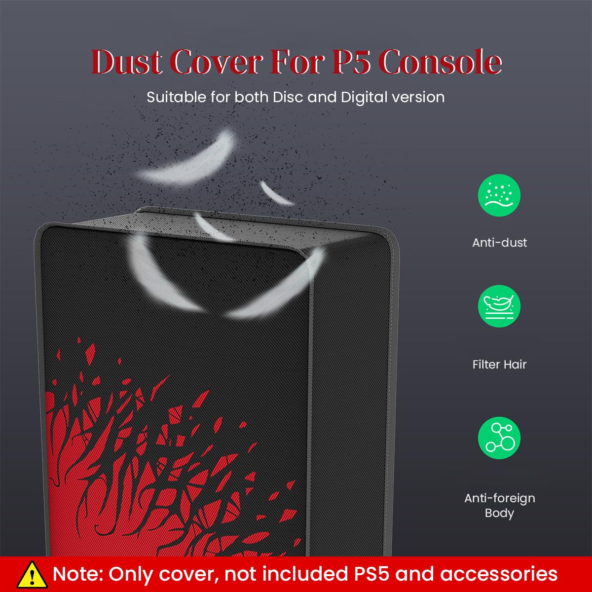 Dust Cover for PS5 Console with Oxford Cloth Protection and Pre Cut Port Access | Fits Disc and Digital Edition