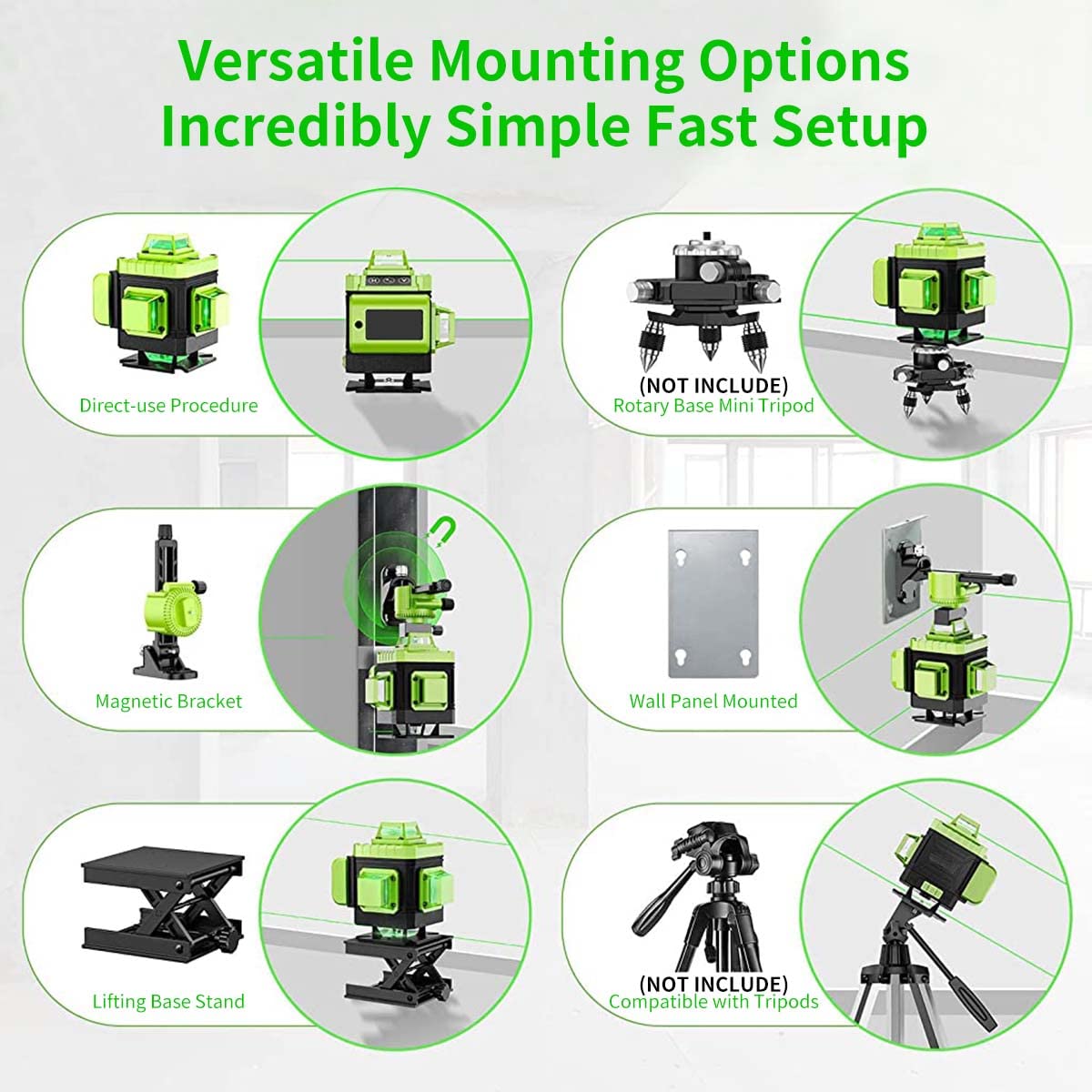 HASTHIP Laser Level for Room Alignment with 16 Lines 4D Self Leveling Green Beam | Rechargeable