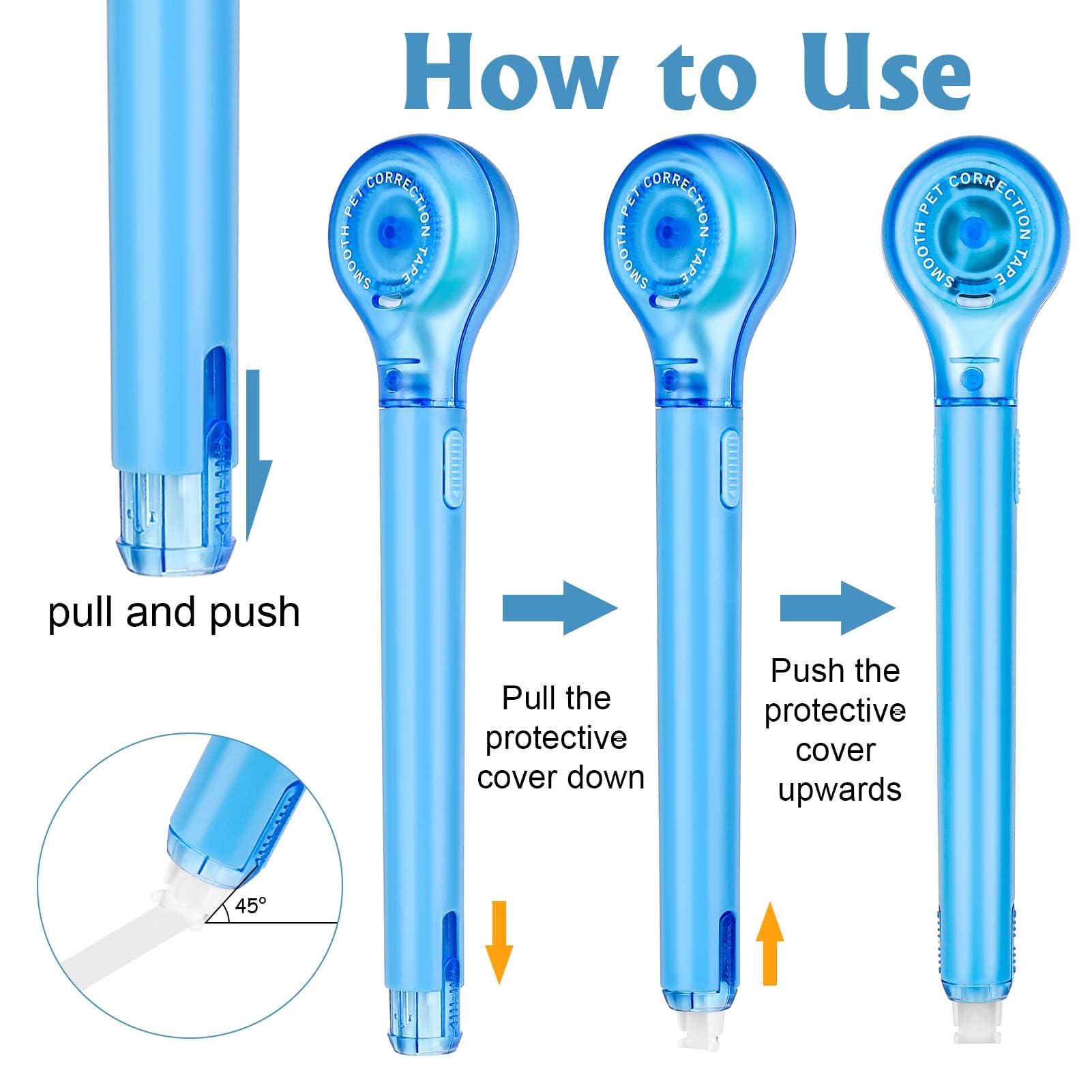 ZIBUYU Correction Tape for School and Office with Bonus Refill | Smooth Blue Design