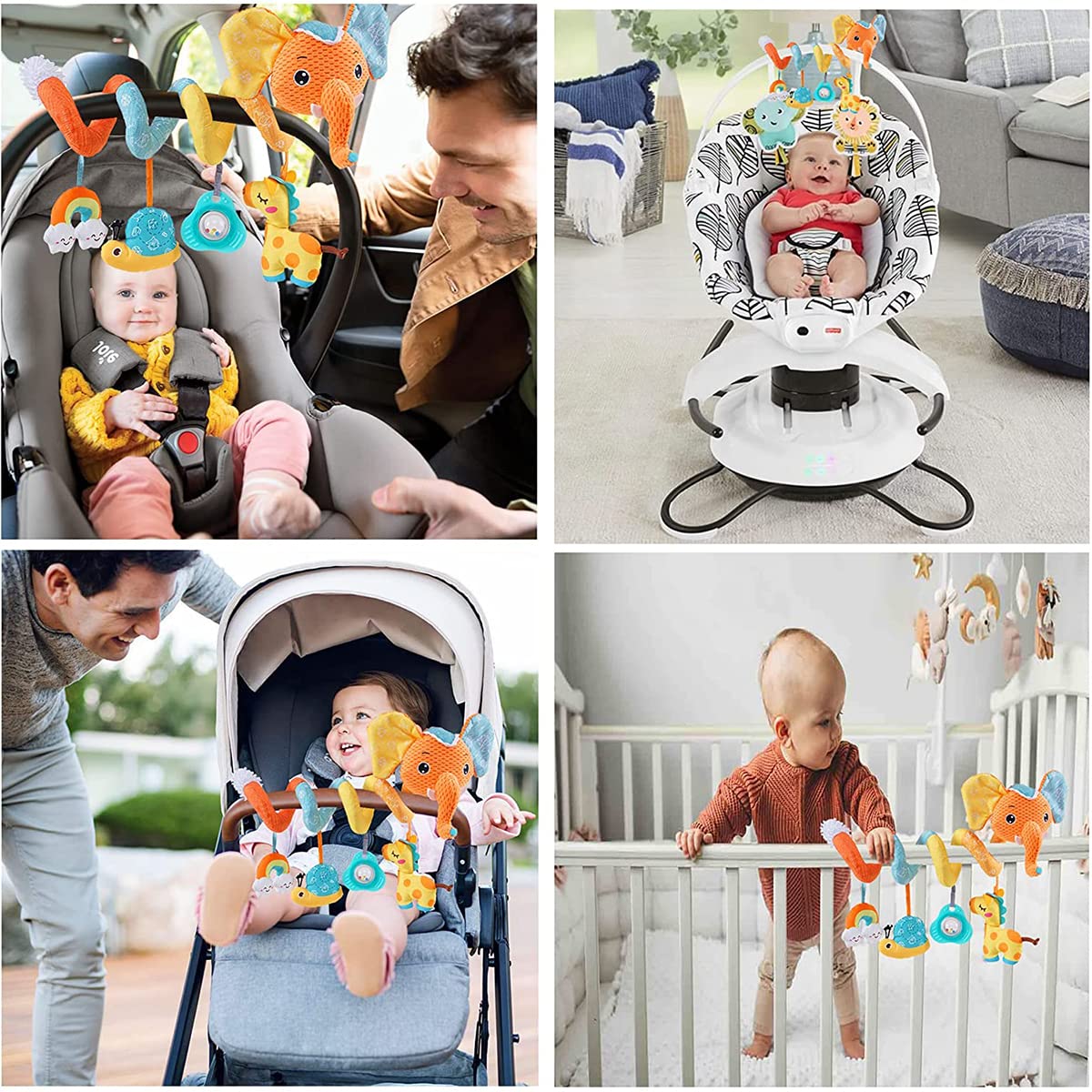 PATPAT® Hanging Toys for Babies 0-6 Months, Baby Hanging Toys Stroller Toy, Rattles for 6 to 12 Months Baby Cradle Toys Hanging, Activity Spiral Stroller Rattles, Baby Car Seat Pram Toy with Rattles