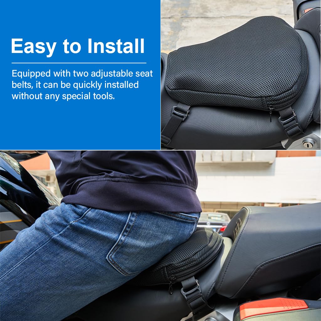 STHIRA Motorcycle Air Cushion Seat for Long Rides with 3D Inflatable Design and TPU Build