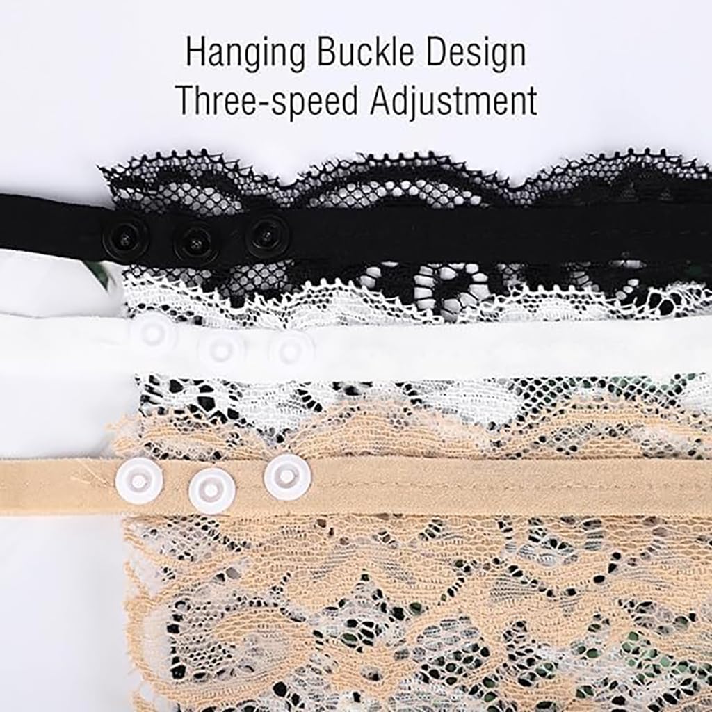 Zibuyu Lace Clip-On Cami Insert for Modesty and Style with Stainless Clips | 3Pcs Set