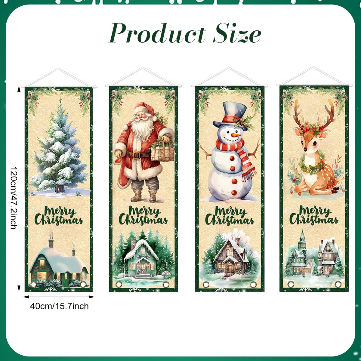 HASTHIP Christmas Banners for Porch or Wall with 40x120 cm Size and Hanging Grommets | 300D Oxford Cloth Decor