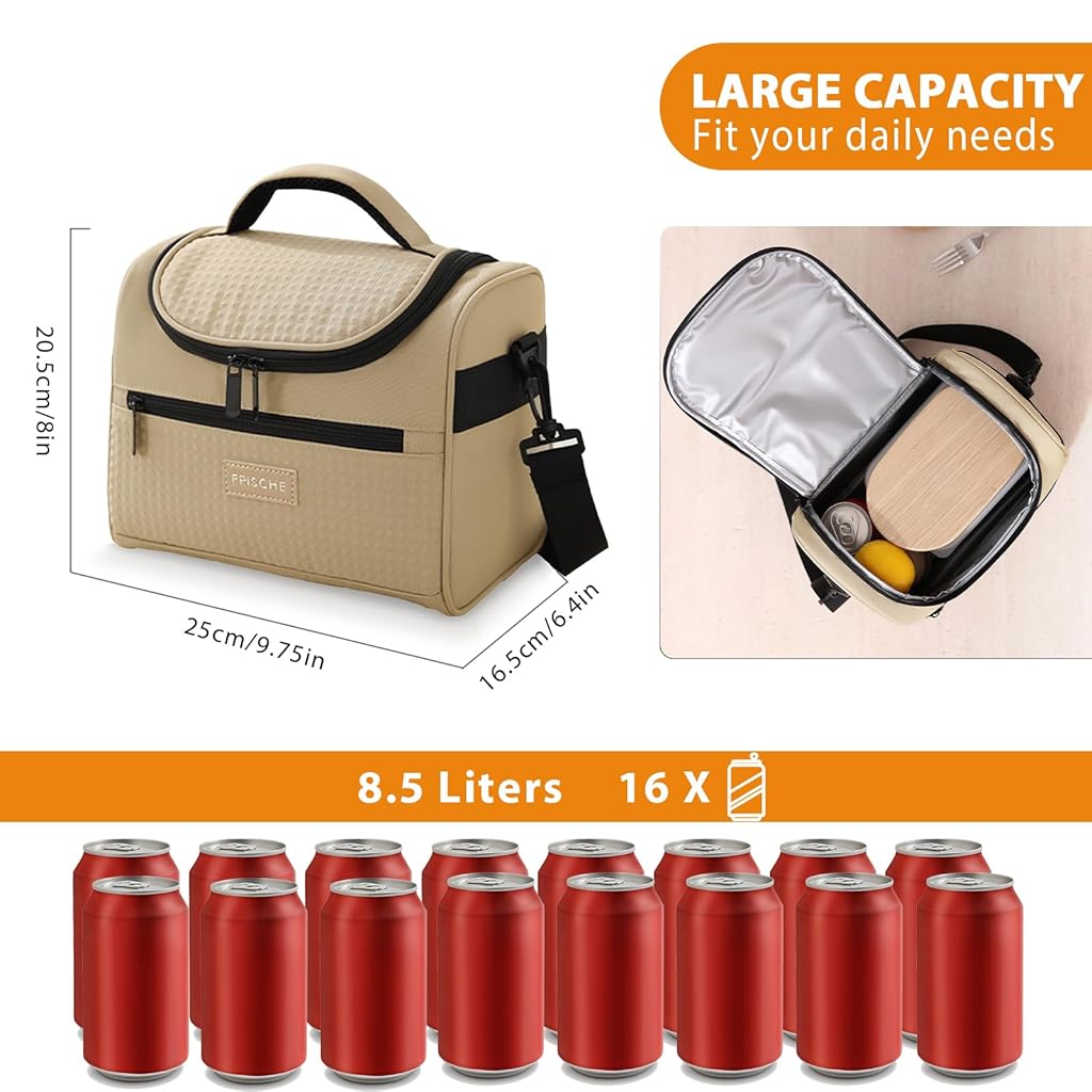 HASTHIP® Travel Lunch Bag Insulation Lunch Bag Multi Layer Waterproof Cooler Bag Food Container Bag with Detachable Shoulder Strap Portable Lunch Bag for School, Office, Picnic, Travel