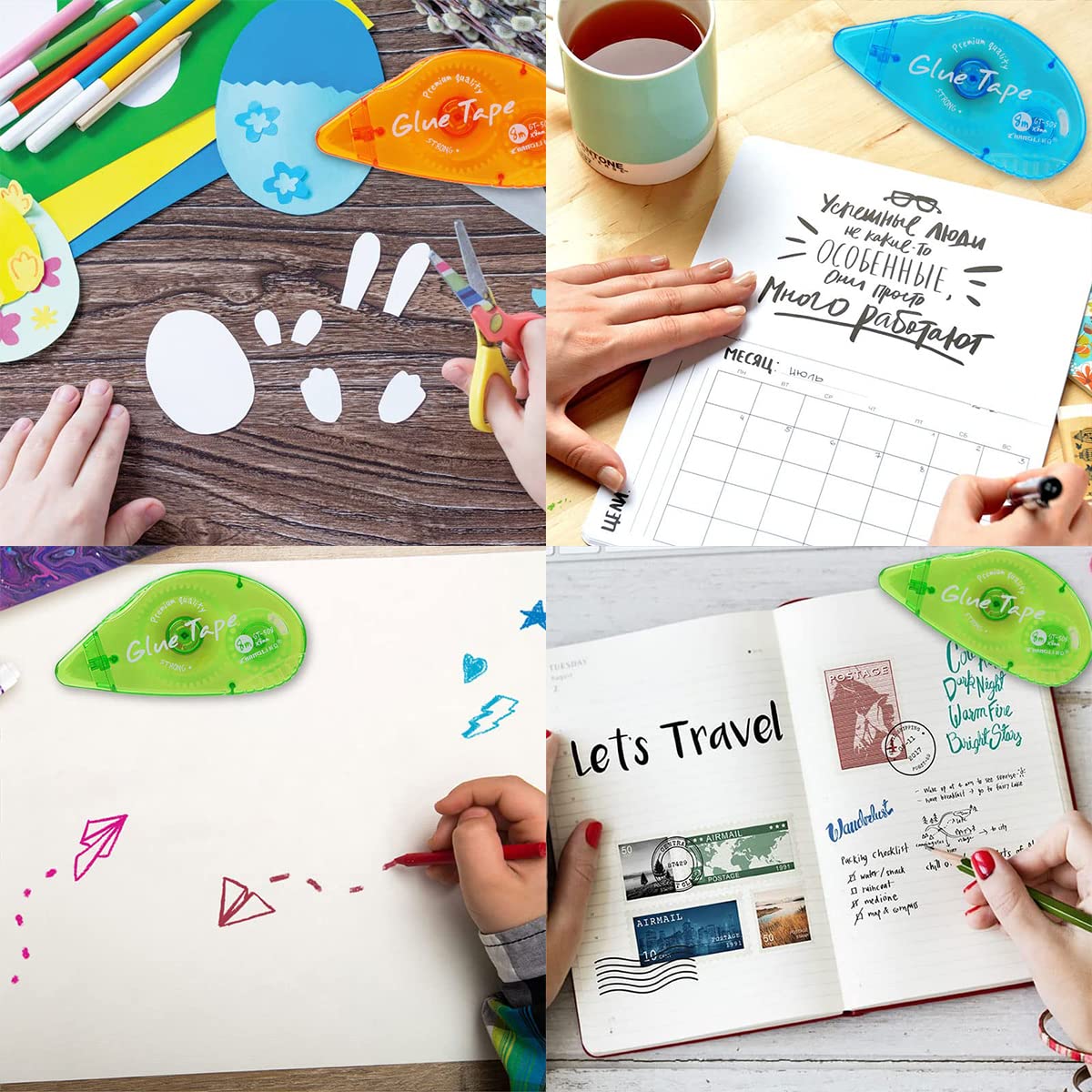 HASTHIP Adhesive Runner Roller Tapes for Scrapbooking DIY Crafts 3 Pack 8mm x 8m | Smooth Fast Application