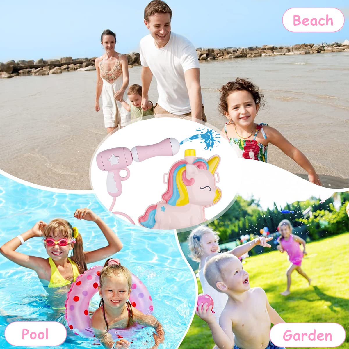 PATPAT Water Gun for Kids with 2L Backpack Tank and Pressure Spray Mechanism | Fun Summer Toy