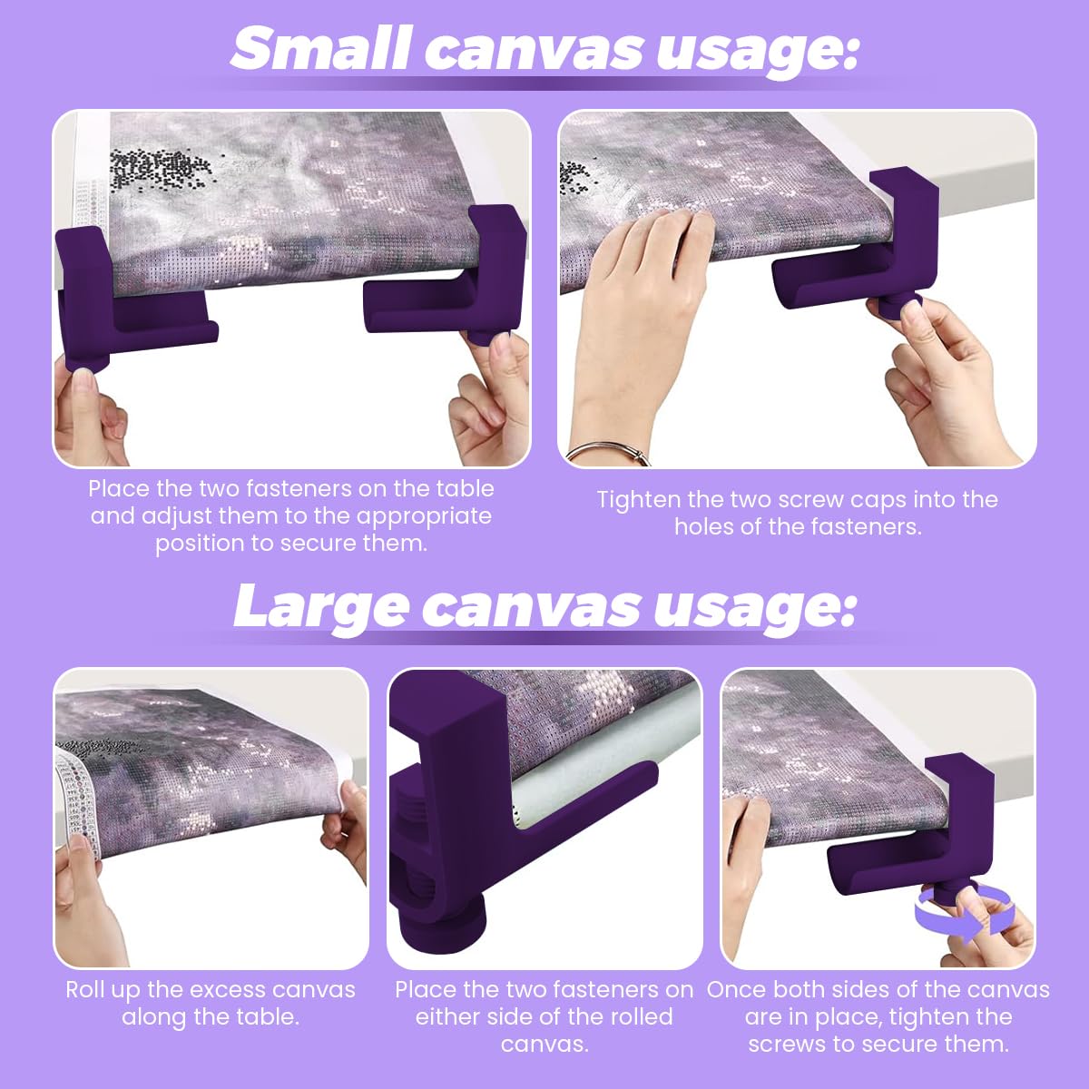 HASTHIP Desk Mounted Canvas Holder Kit for Diamond Painting with Adjustable Anti Crease Grips