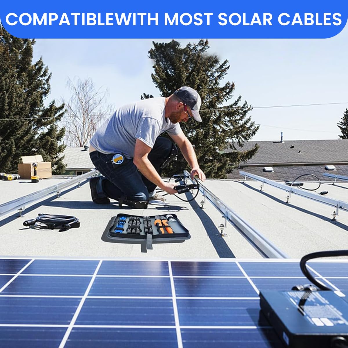 Serplex Solar Crimper Tool Kit for Panel Installation with 5 Pairs MC4 Connectors and Ergonomic Handle