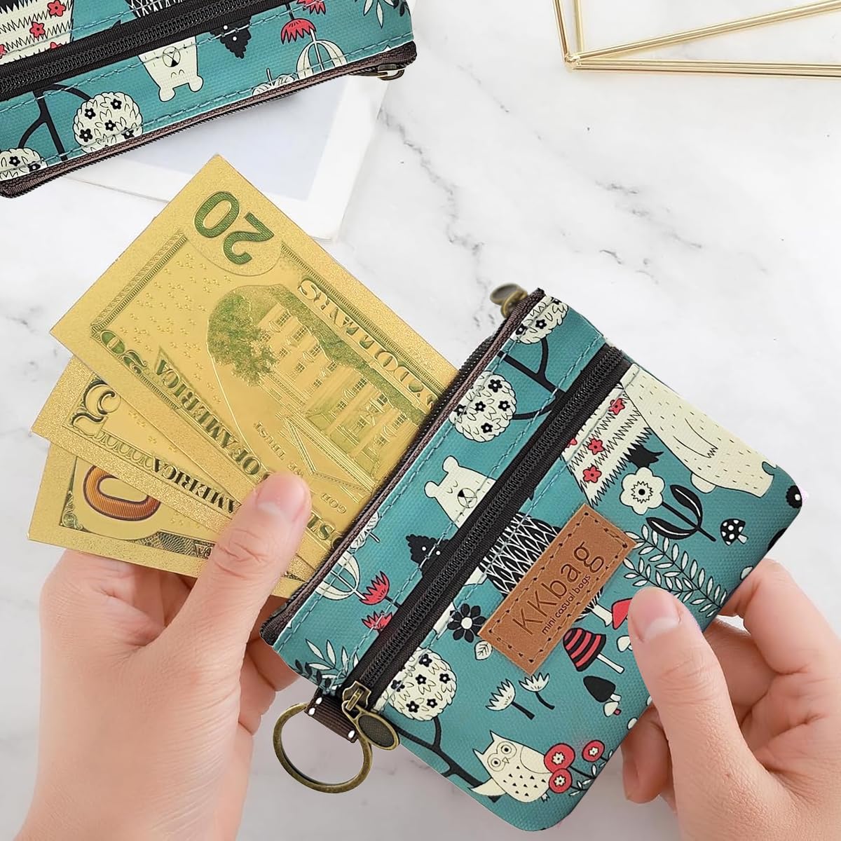 PALAY Coin Bag for Daily Essentials with Double Layer Zippers and Carabiner Clip | 12x10cm Polyester Pouch for Women and Girls
