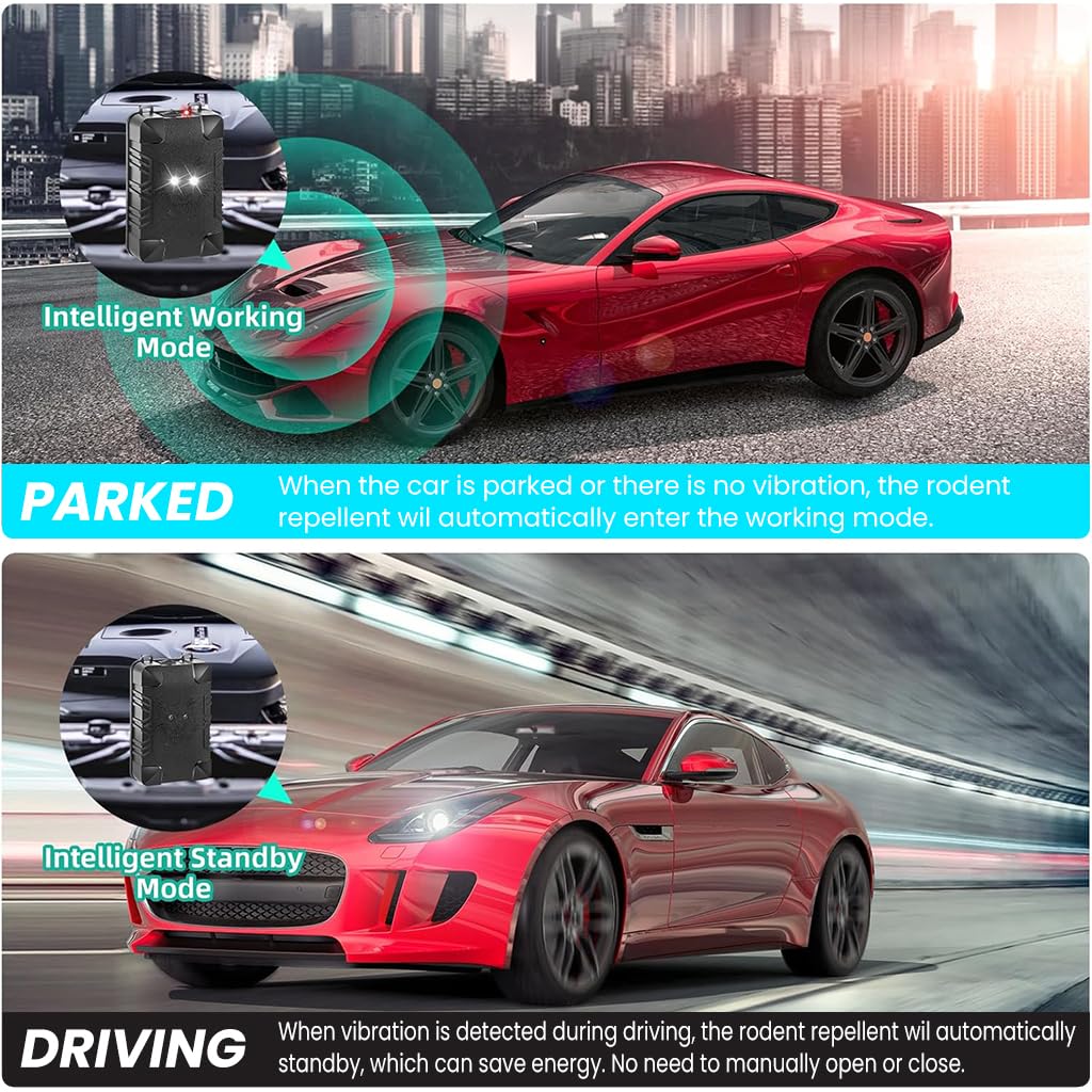 HASTHIP Car Mouse Repeller for Car and Home Use with 8–56Hz Ultrasonic Sound | Motion Sensor Energy-Saving Design