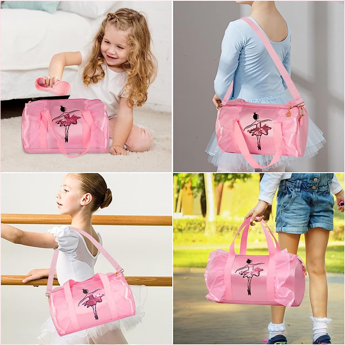 PALAY® Travel Duffel Bags for Girls Sport Dance Class Storage Bag Handbag Waterproof Duffel Bag for Picnic with Shoulder Strap